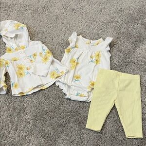 Carter's White and Yellow Floral Baby Set